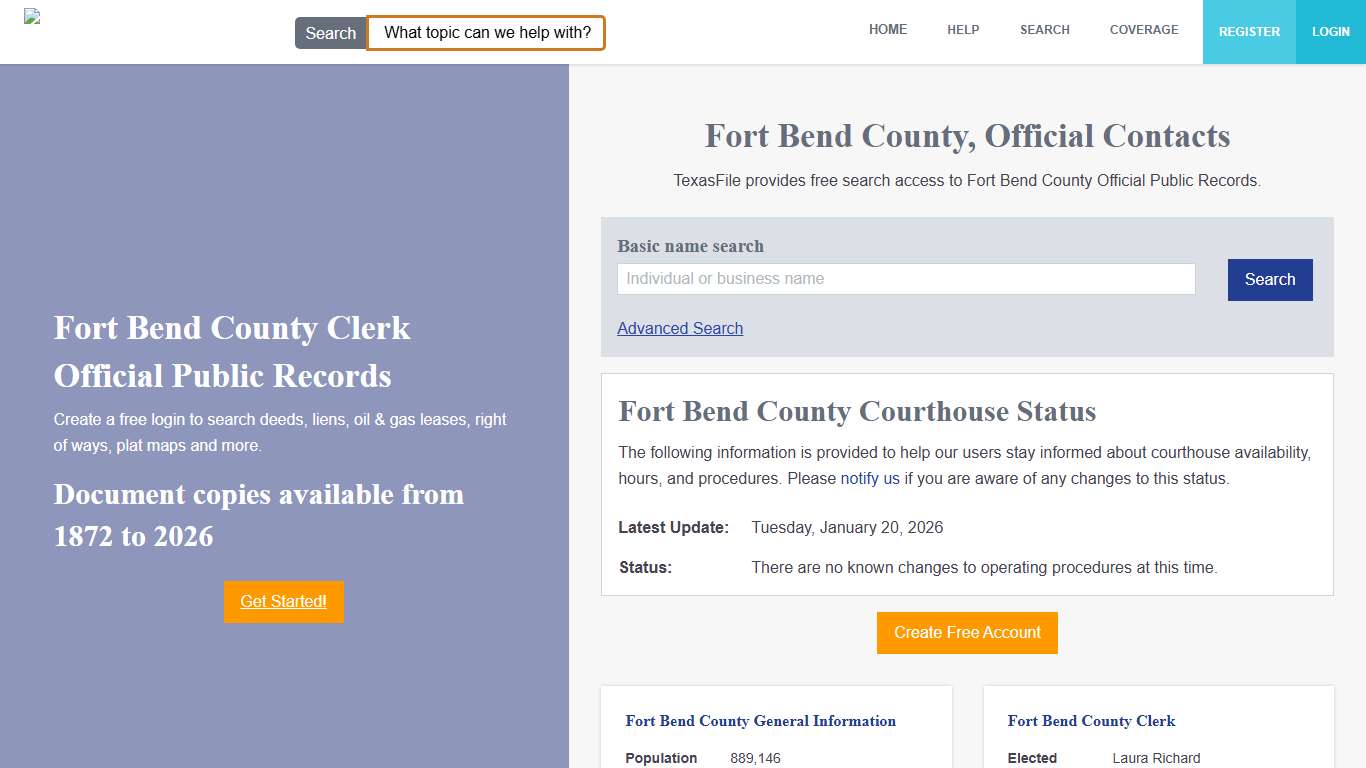 Fort Bend County Clerk Official Public Records | TexasFile